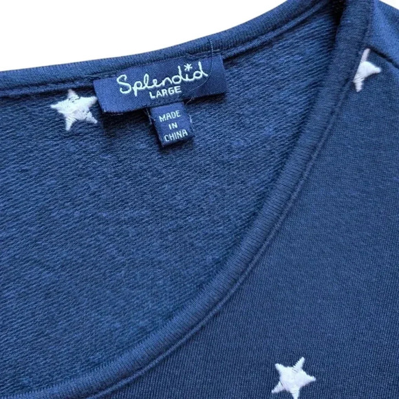 Splendid Romper Navy Silver Embroidered Stars Shorts Elastic Waist Women's Large - Picture 10 of 16